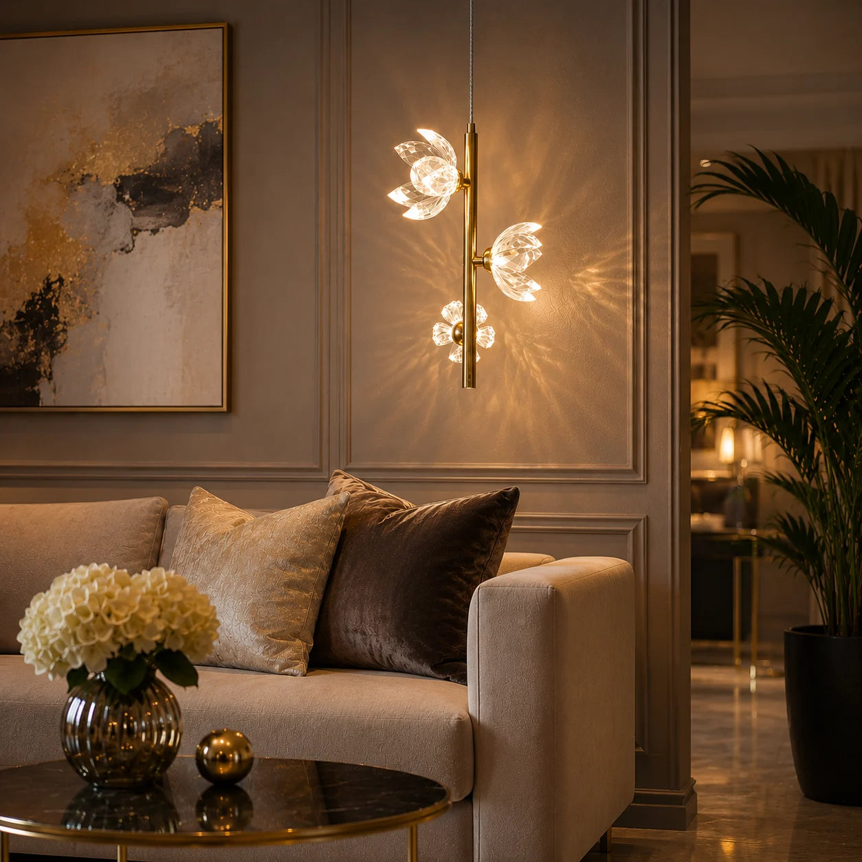CRYSTAL FLORAL PENDANT LIGHT