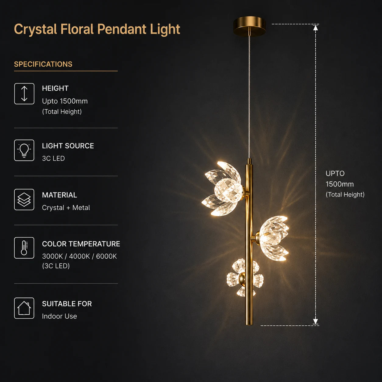 CRYSTAL FLORAL PENDANT LIGHT