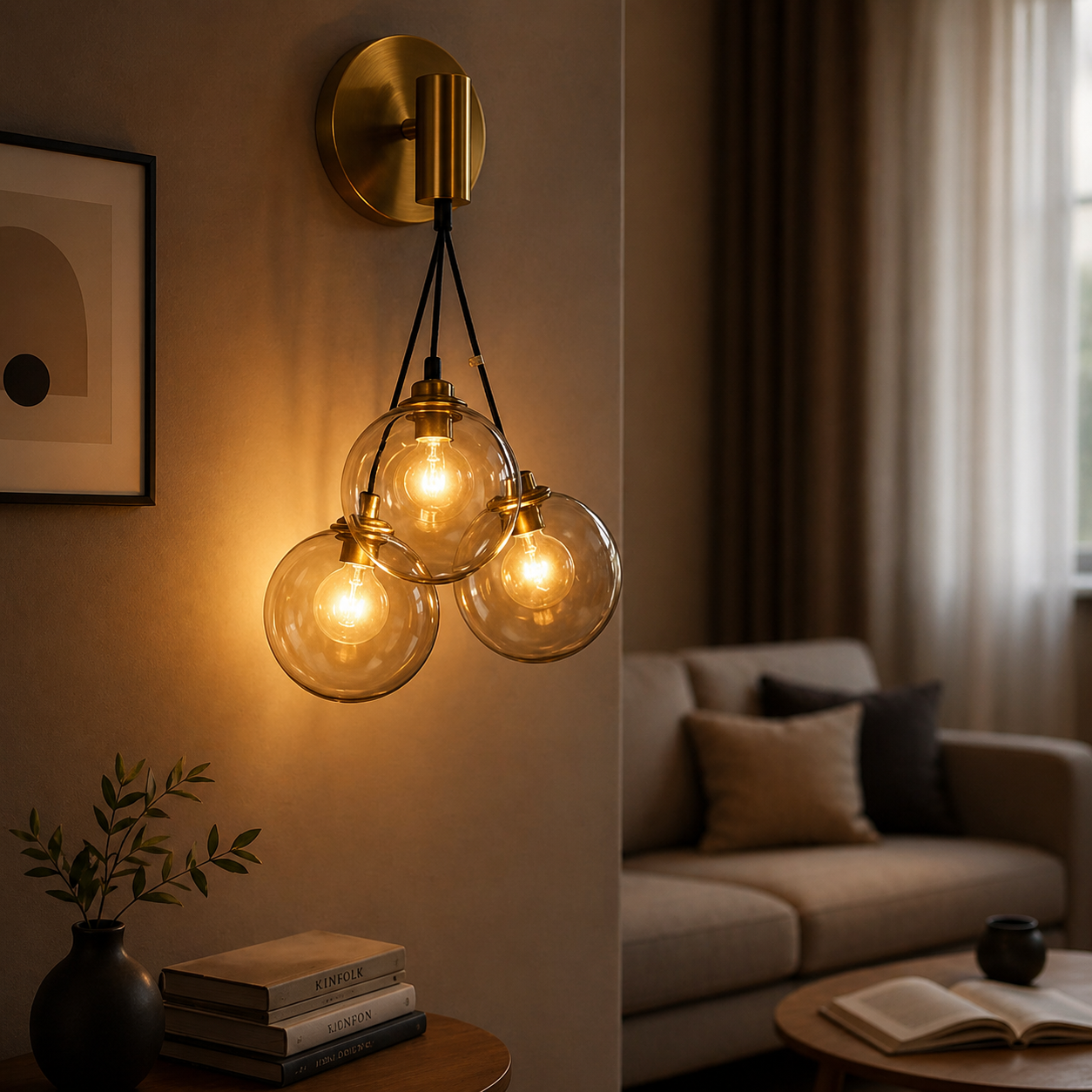 DUSK TRIO ORB MODERN LED WALL LIGHT