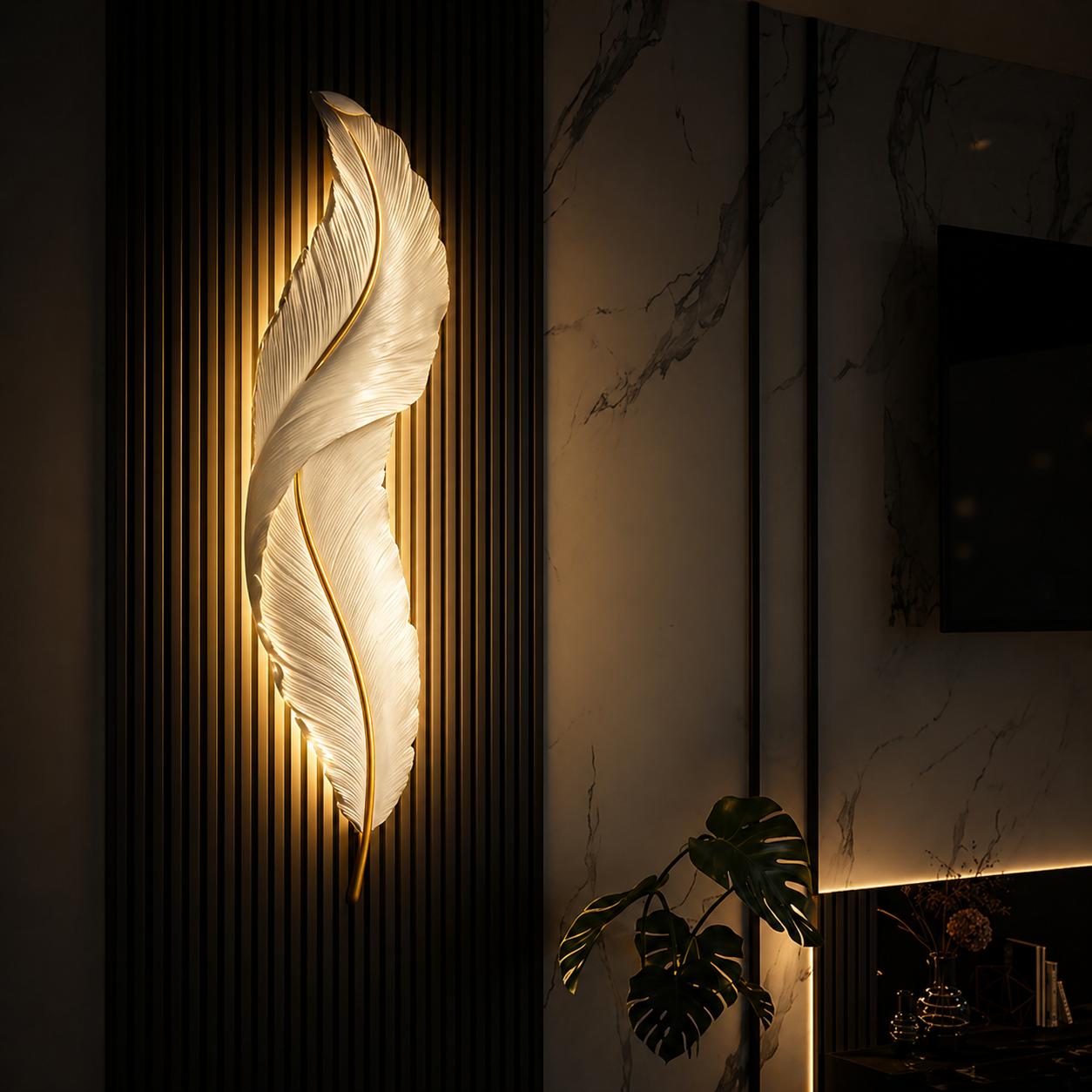 ETHEREAL FEATHER GLOW WALL LIGHT