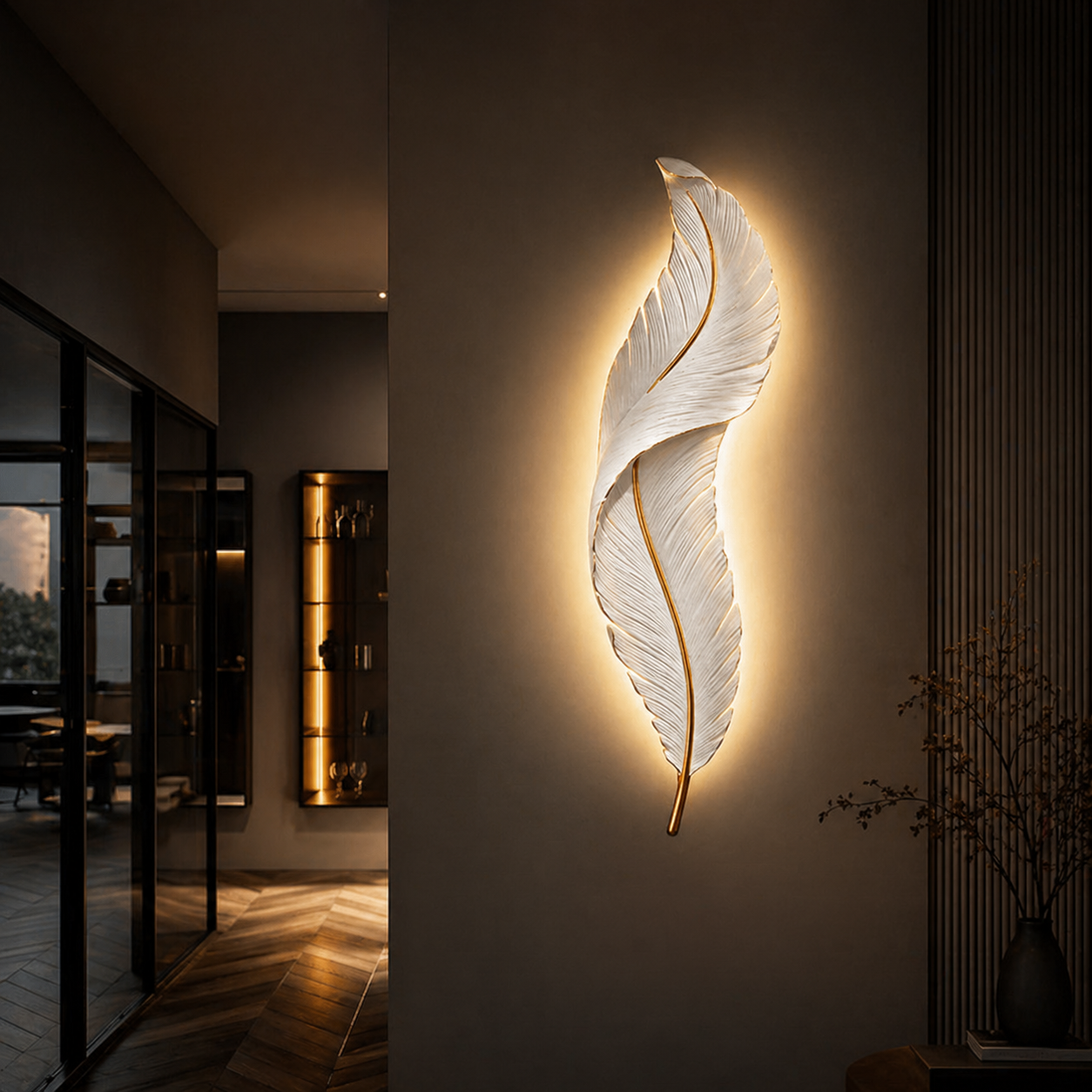 ETHEREAL FEATHER GLOW WALL LIGHT