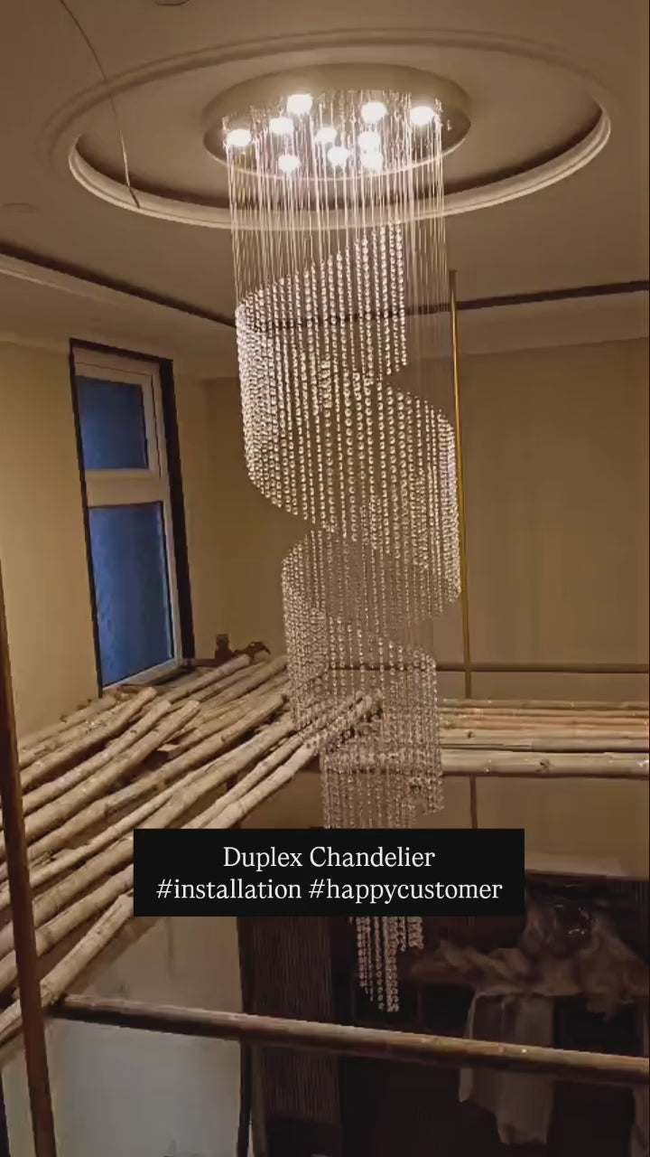 Load video: ETERNA SPIRAL CRYSTAL DUPLEX CHANDELIER