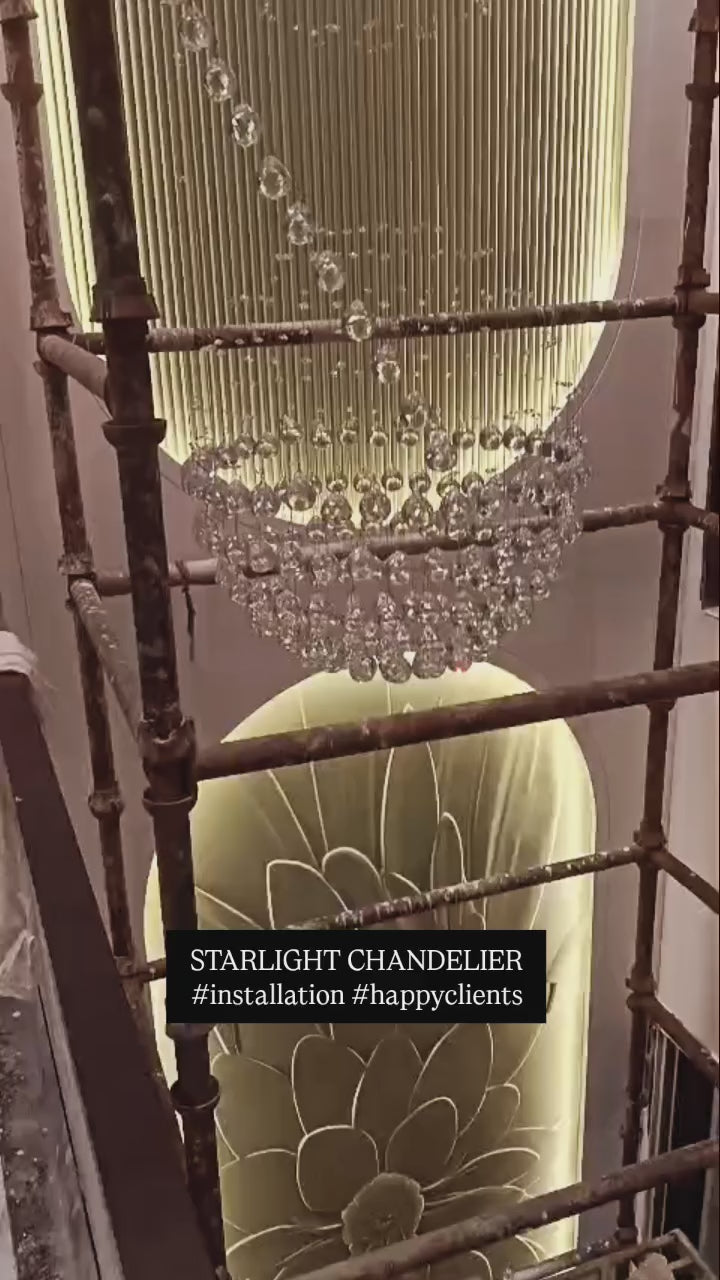 Load video: STARLIGHT CRYSTAL DUPLEX CHANDELIER