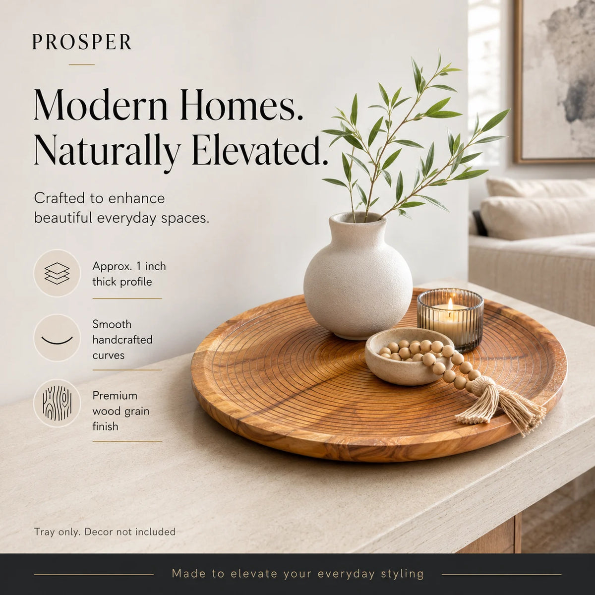 CARVELLO WOODEN DECOR & UTILITY TRAY